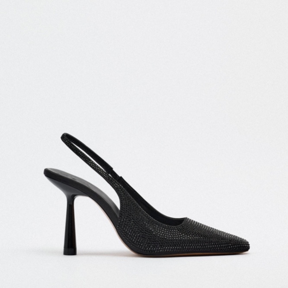 Zara Black Slingback Heels